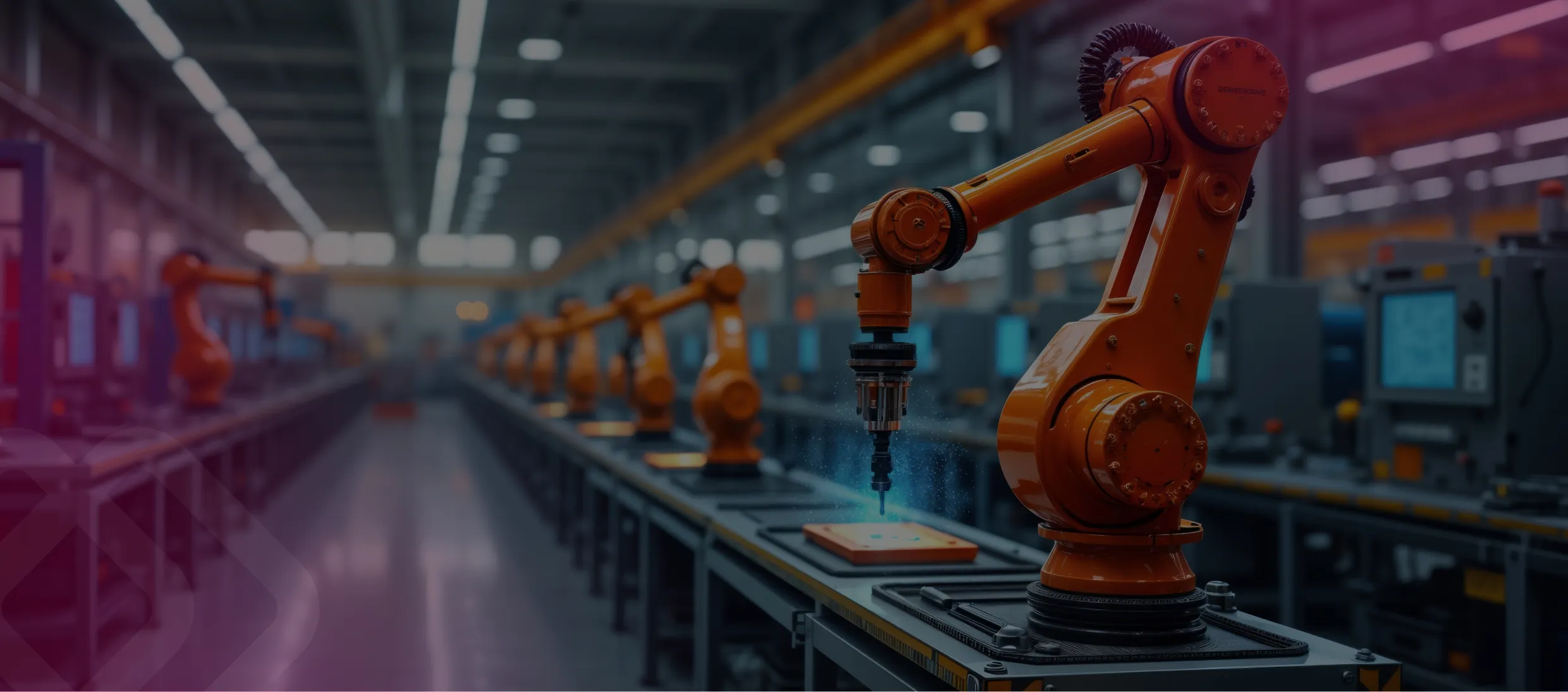 Robotic arm on a production line