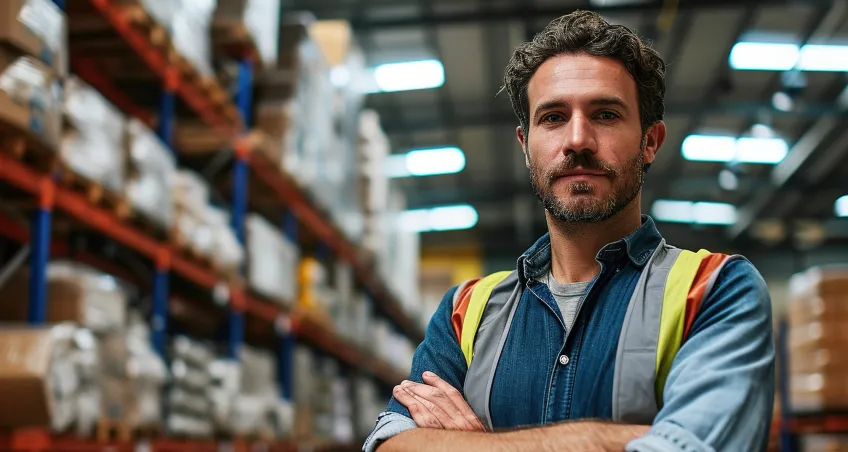 Worker in hi-vis in a warehouse