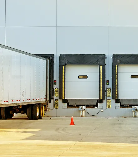 Loading dock bays with trailers