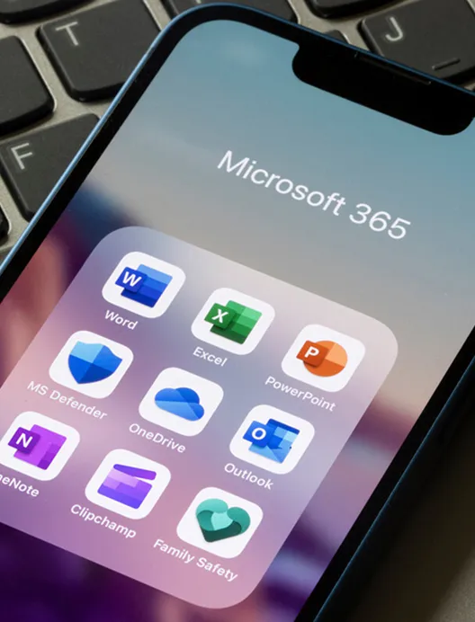 Microsoft 365 apps on a phone screen