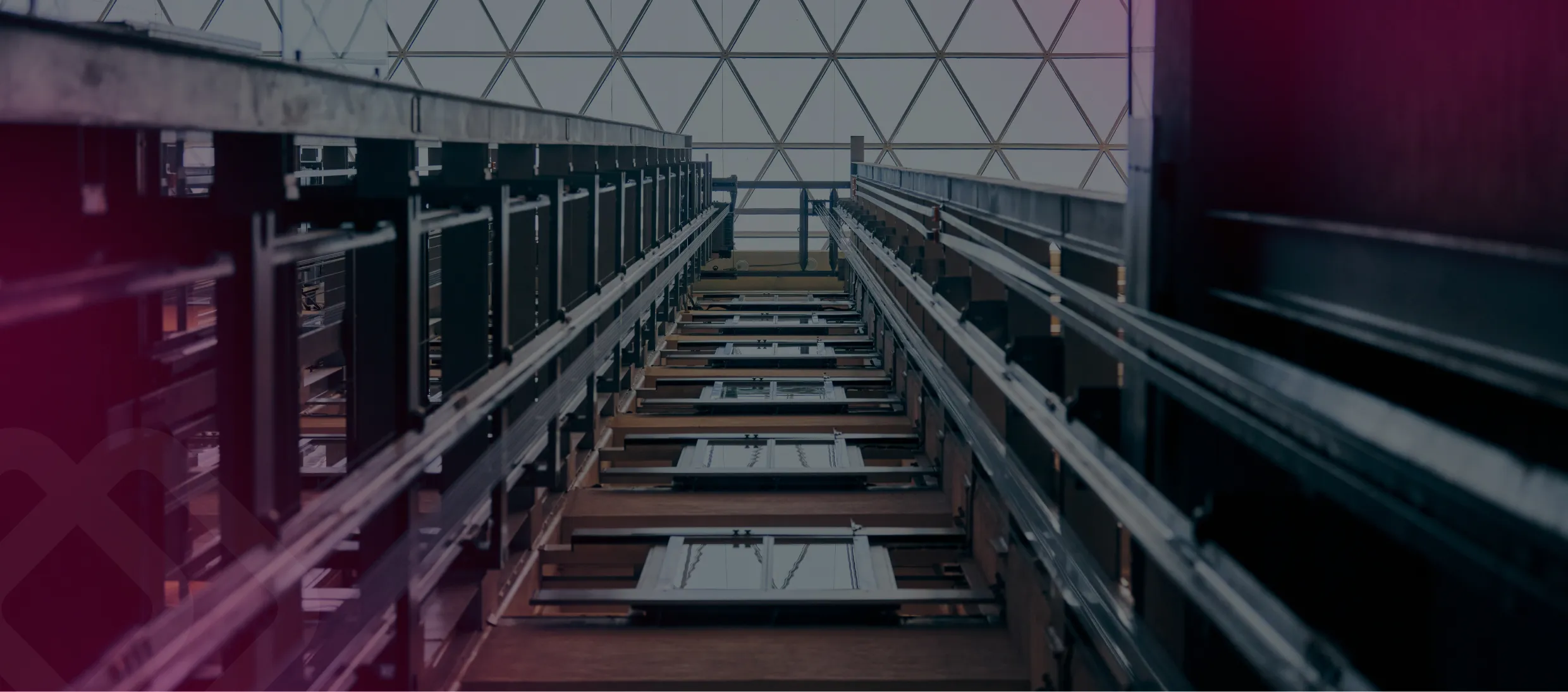 Interior of an elevator shaft