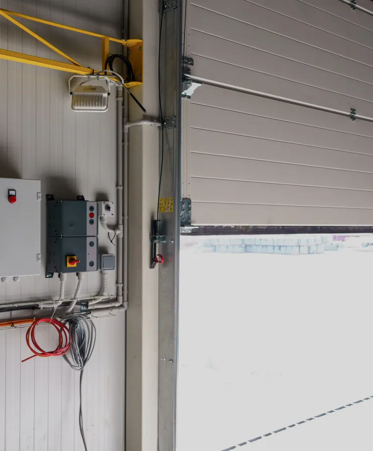 Control panel on an industrial door
