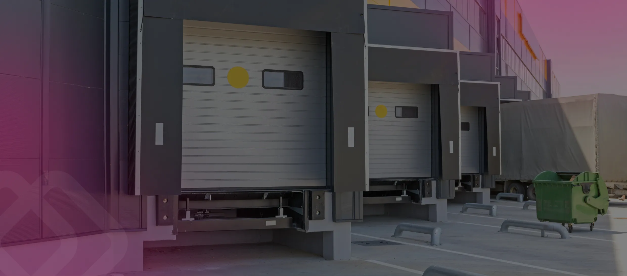 Loading dock doors at a warehouse