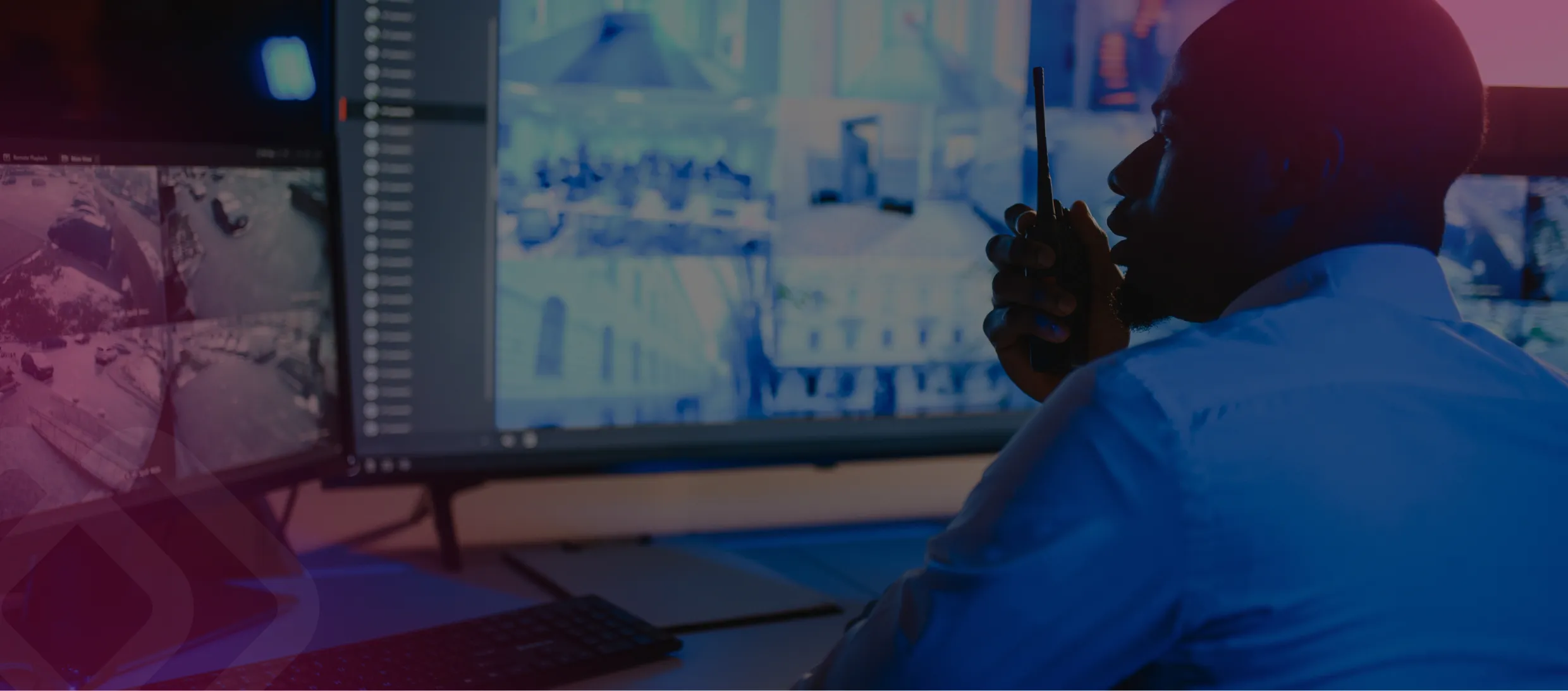 Operator at monitors in a control room