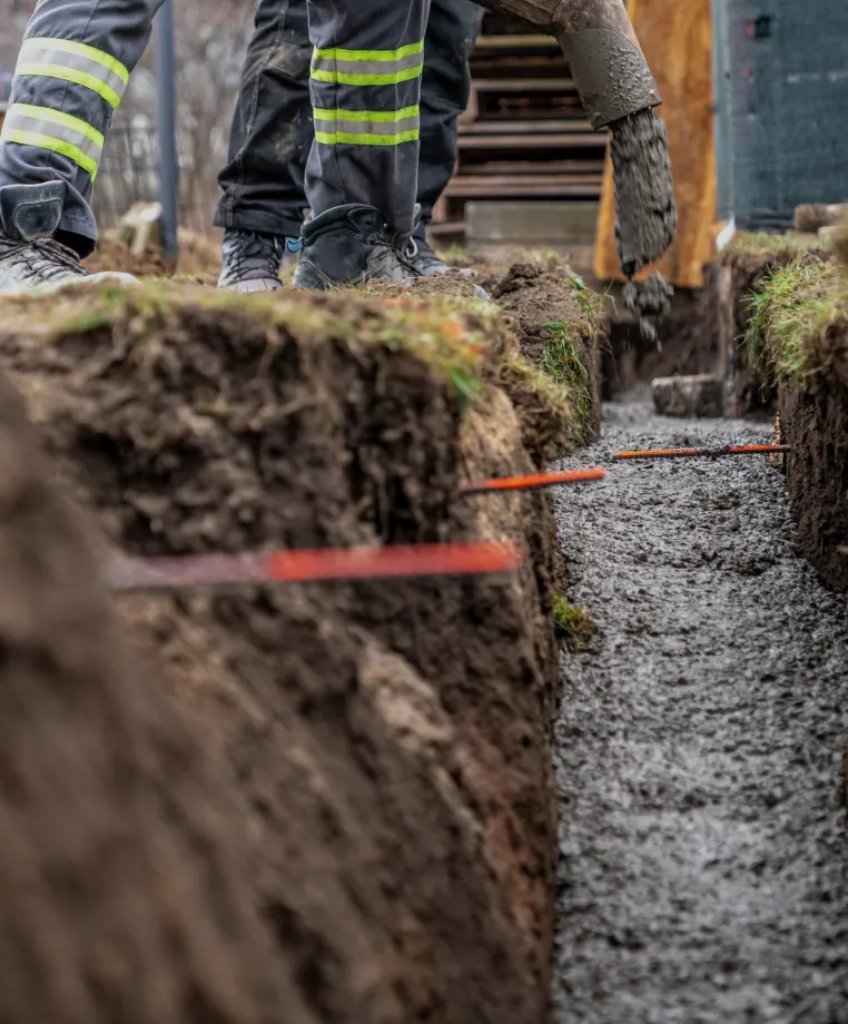 Excavated trench on a construction site
