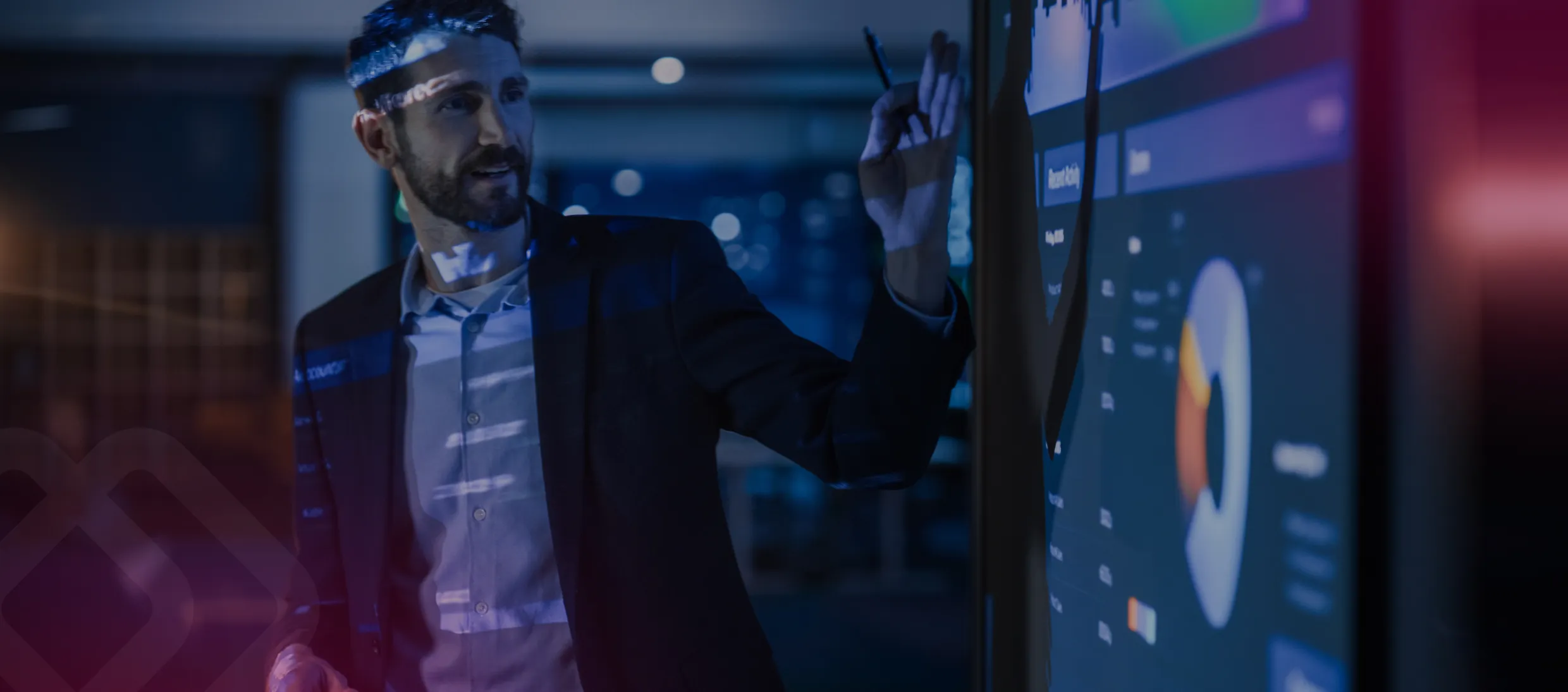 Man at a data screen in a control room