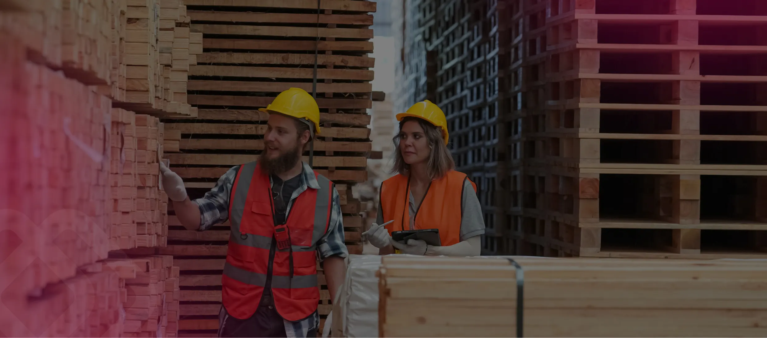 Workers at a timber yard