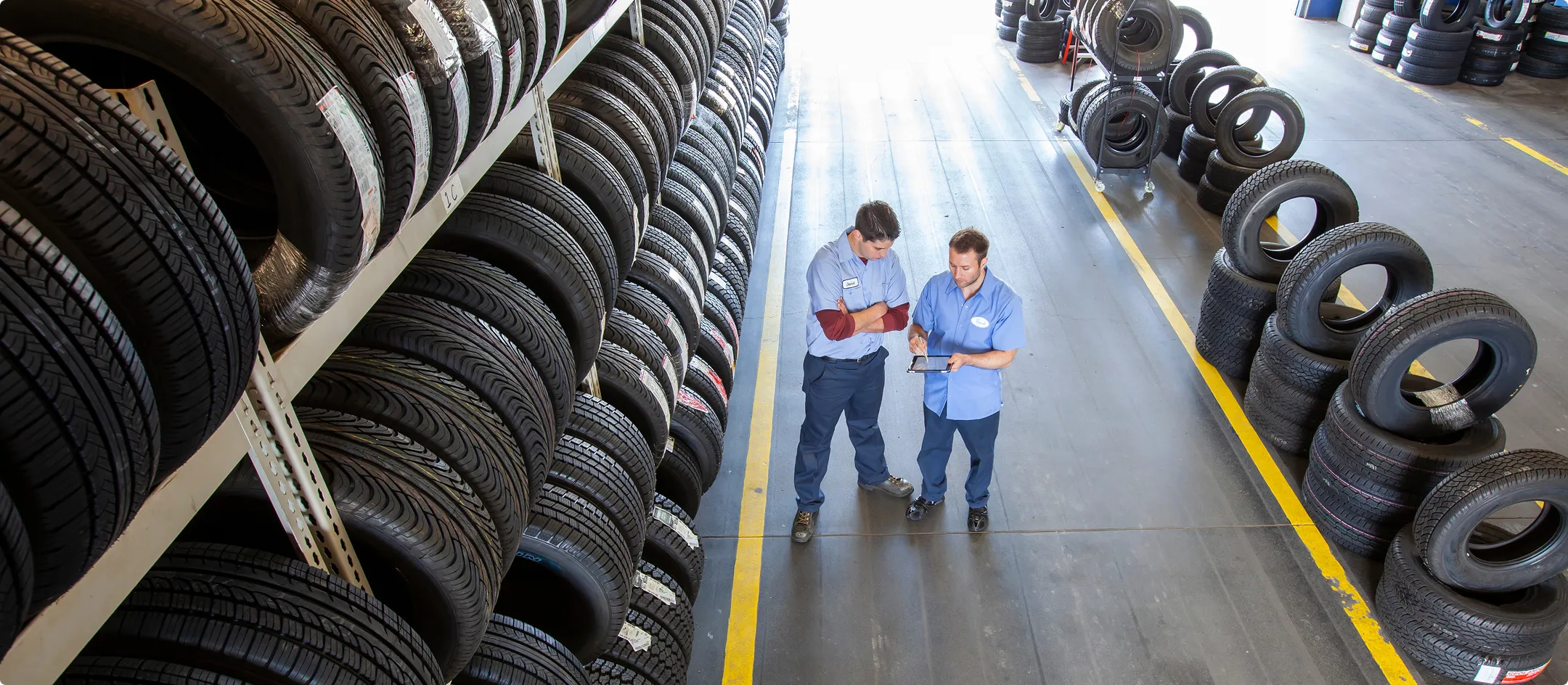 Tire warehouse aisle