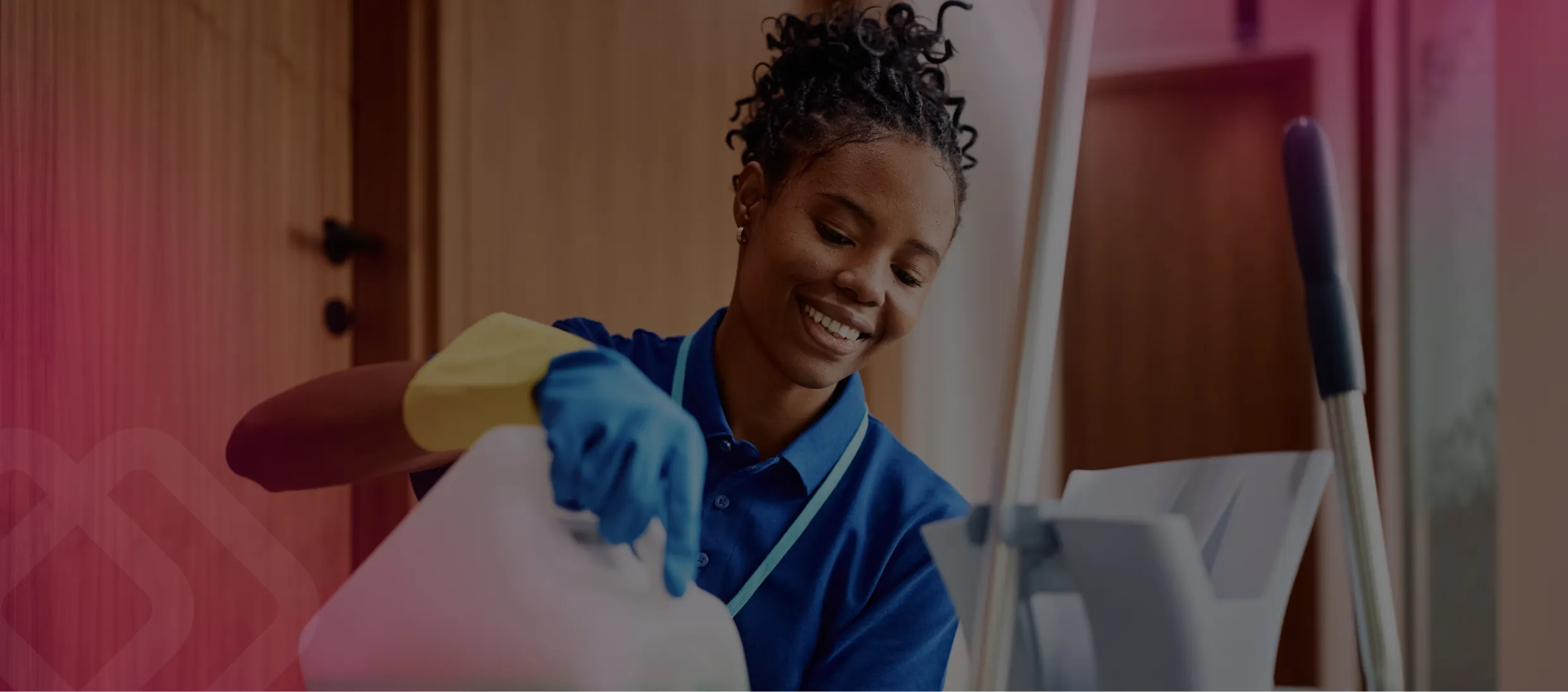 Cleaner with a mop and spray bottle