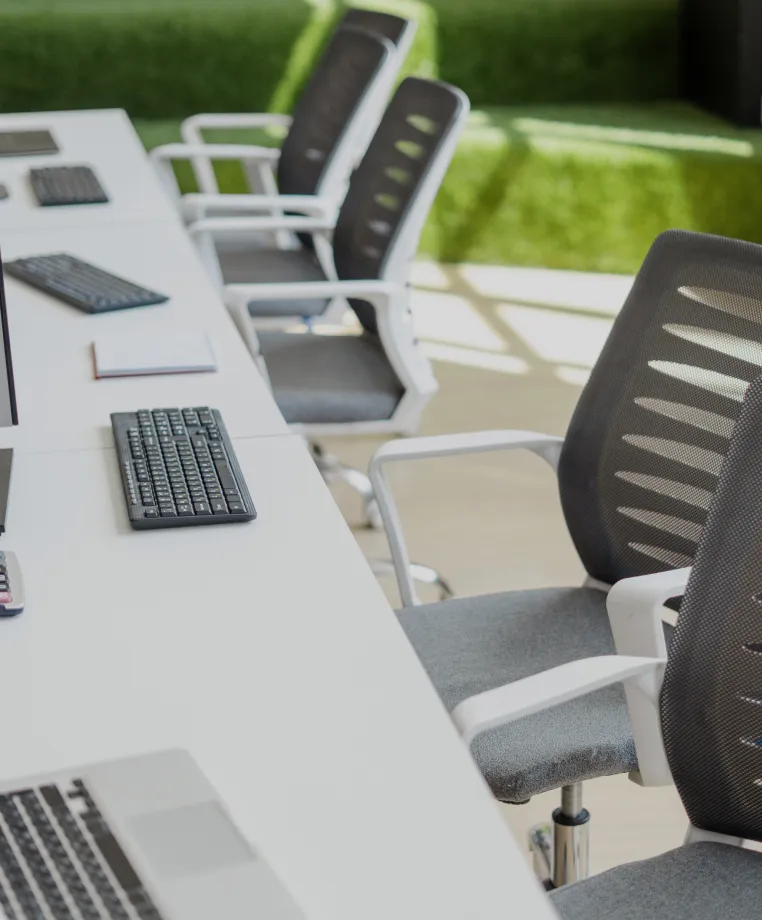 Office desks with a laptop