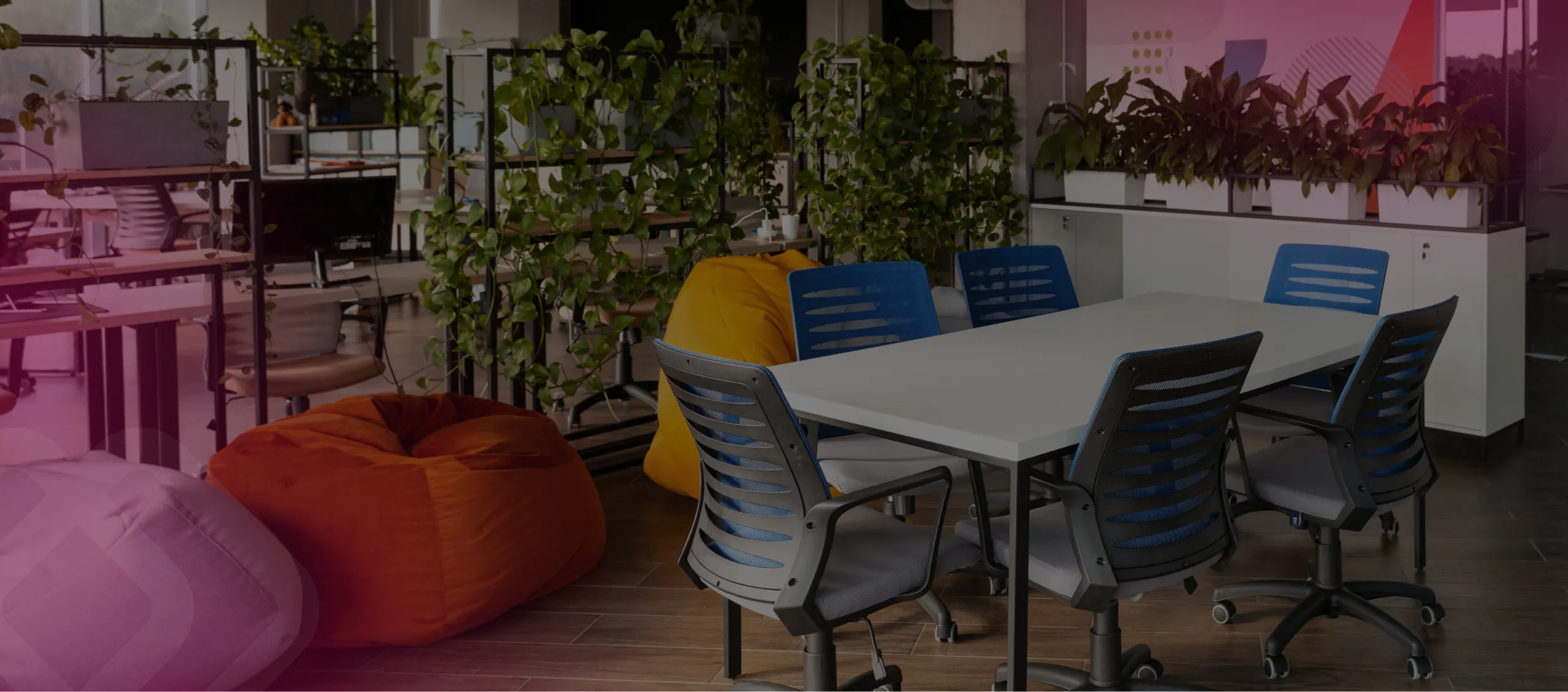 Office breakout area with beanbags