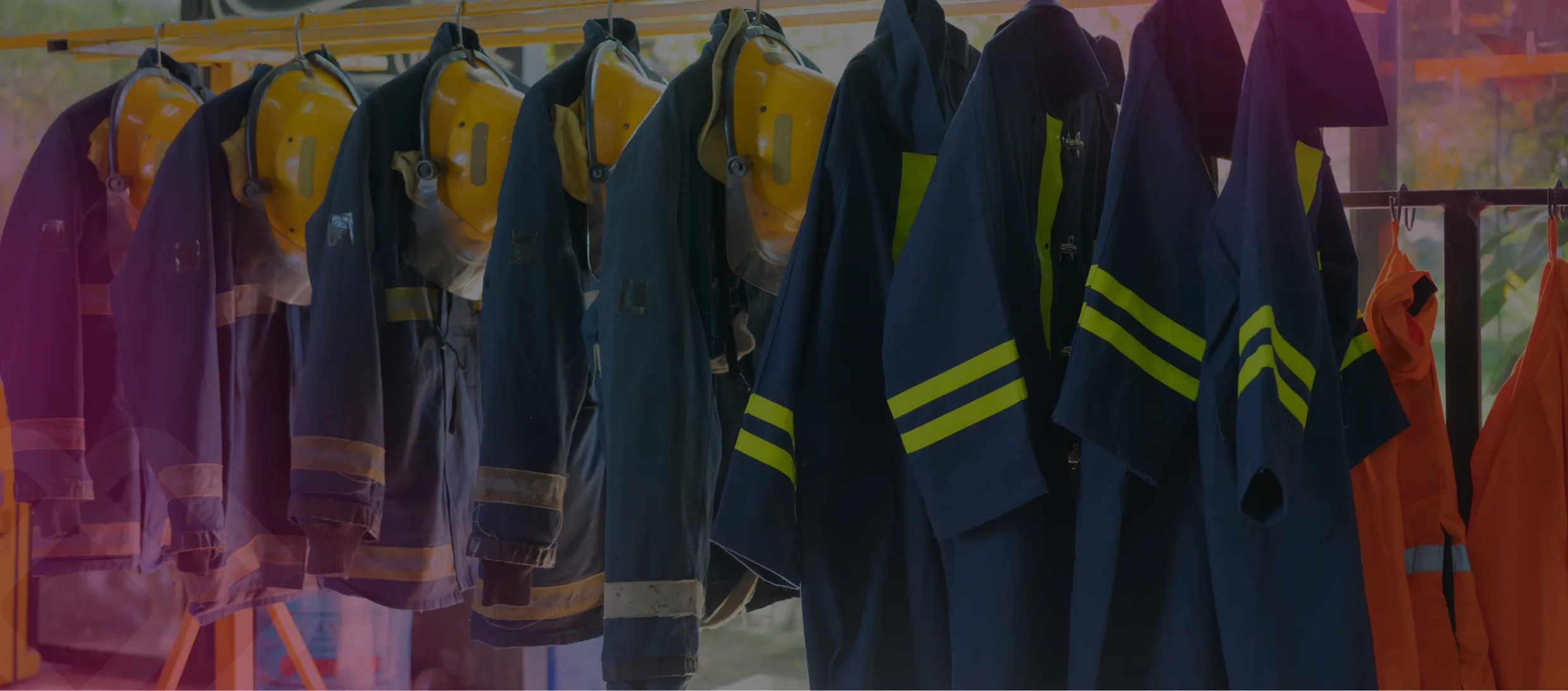 Workwear uniforms on a rack