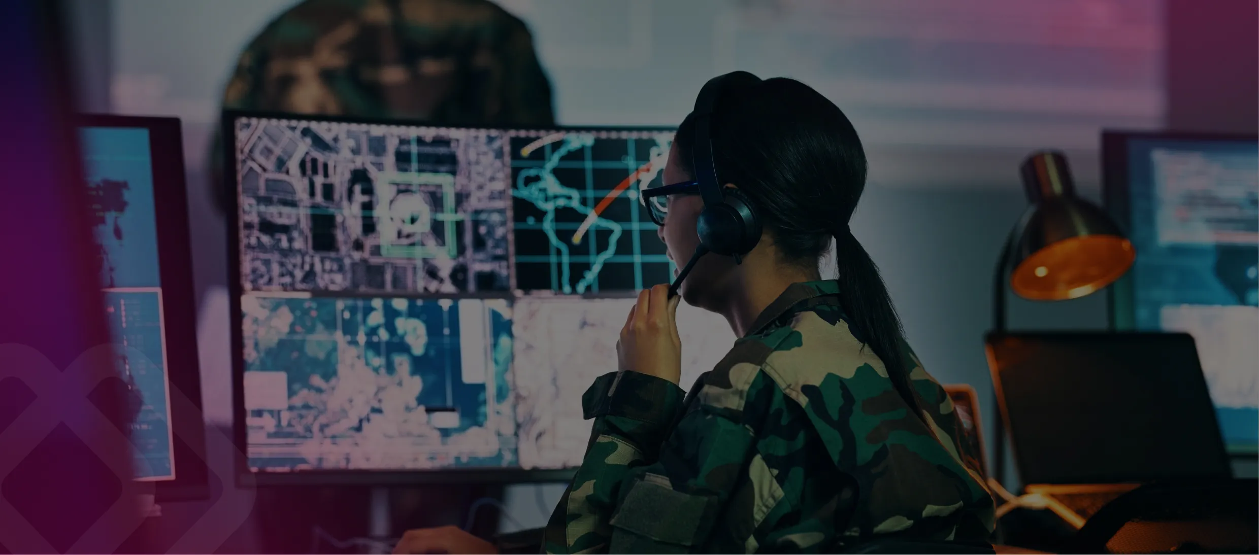 Operator monitoring multiple screens