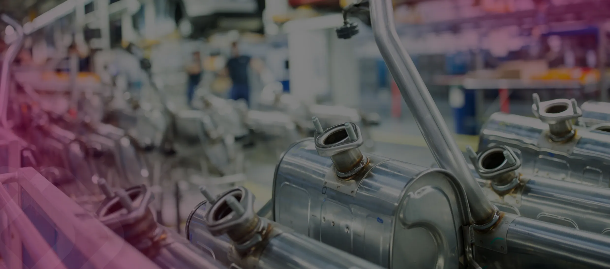 Engine parts on a production line