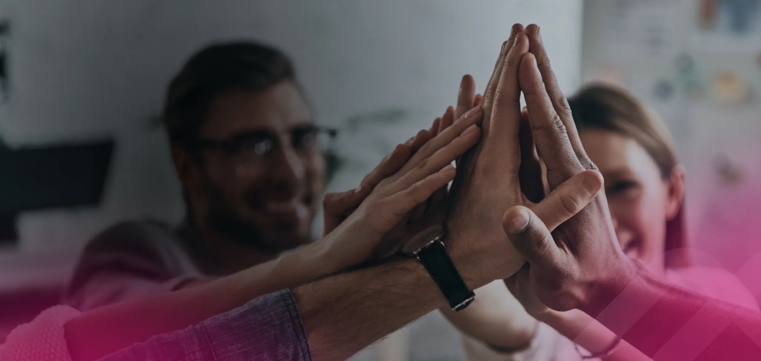 Team doing a group high-five