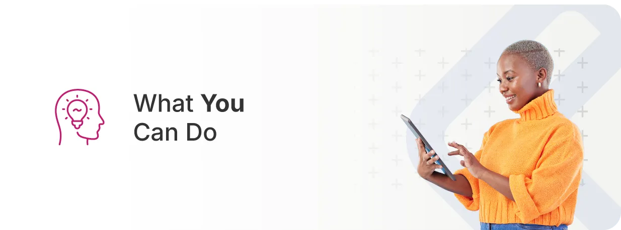 Banner with title that reads What You Can Do, and a female using ERP software on a tablet