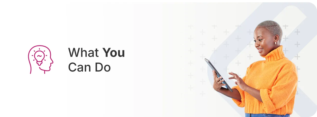 Banner with title that reads What You Can Do, and a female using ERP software on a tablet