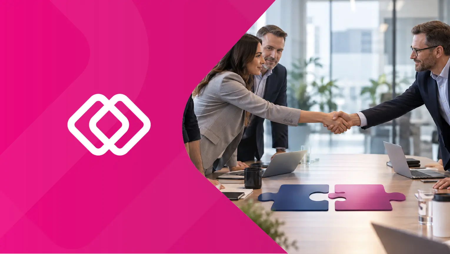 RP implementation strategy meeting with business executives shaking hands across table