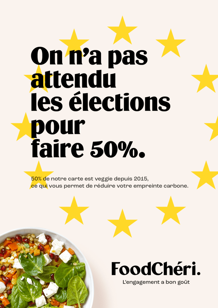 FoodChéri hacke les élections présidentielles. 50% de la carte est végétarienne