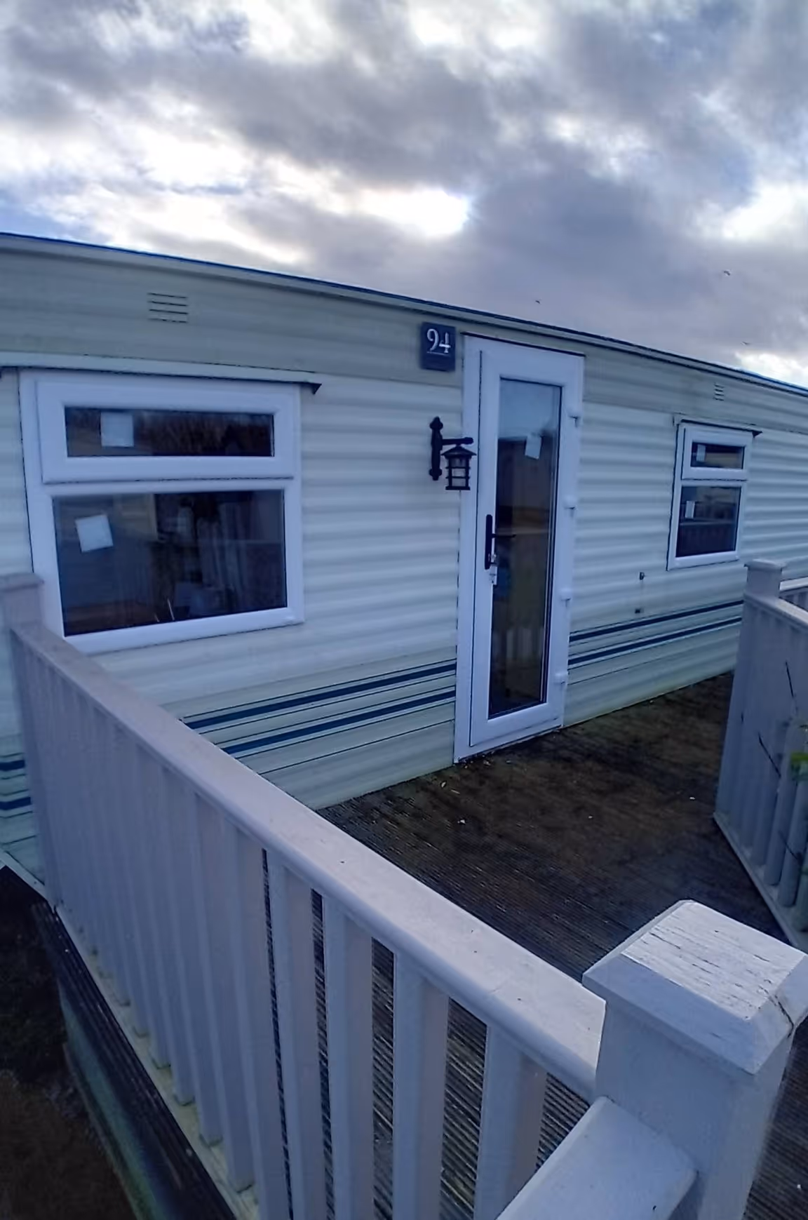 White uPVC windows and door fitted on a mobile home in Northern Ireland