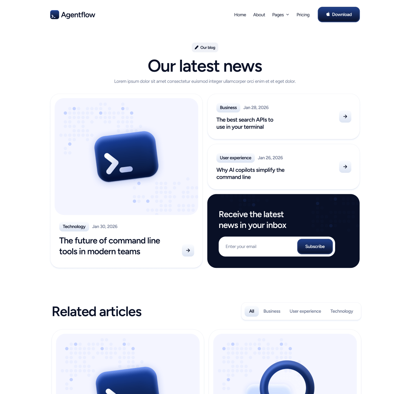 Agentflow - Blog V2 Page - Terminal AI Assistant Webflow Template
