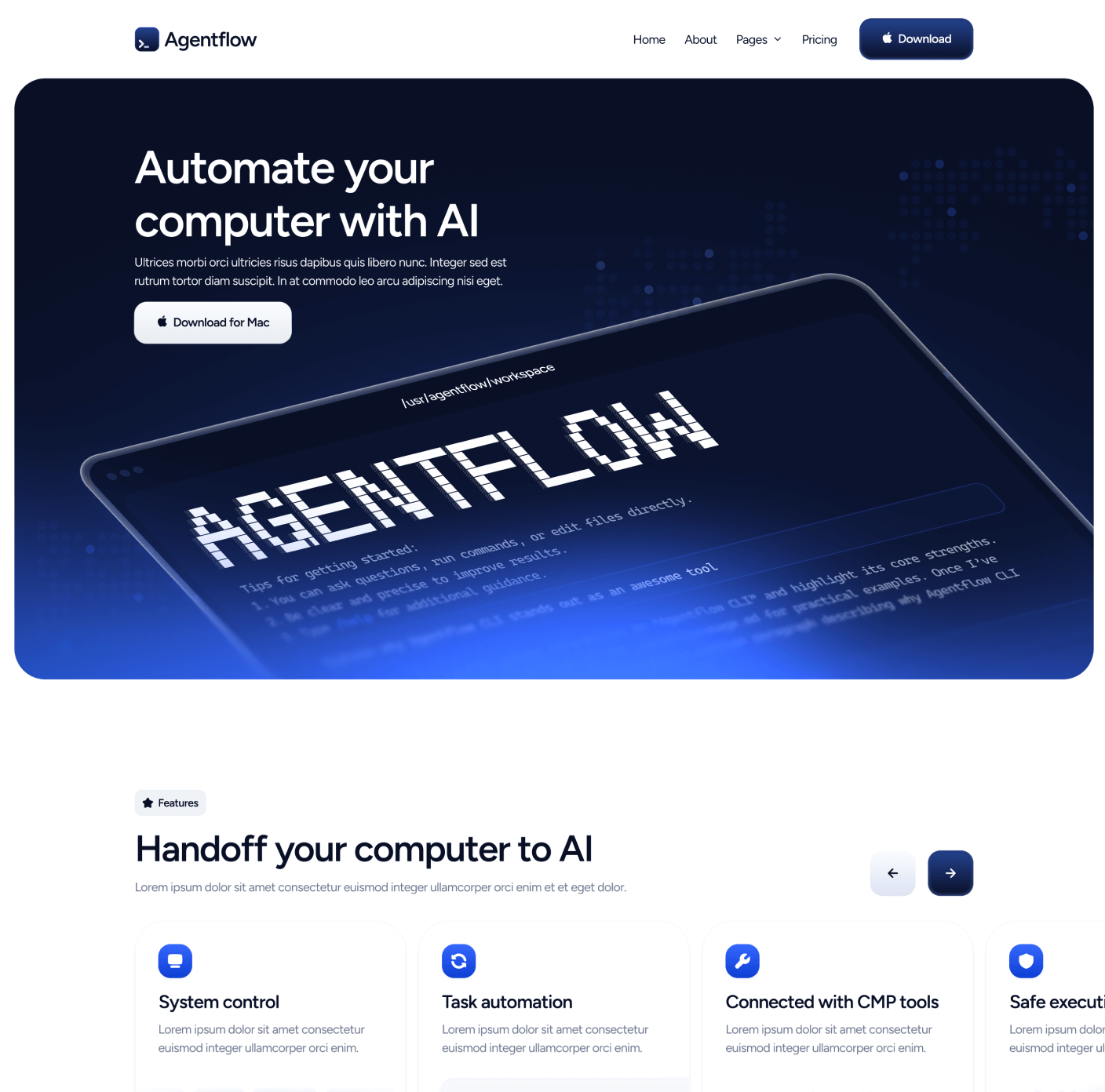 Agentflow - Home V2 Page - Terminal AI Webflow Template