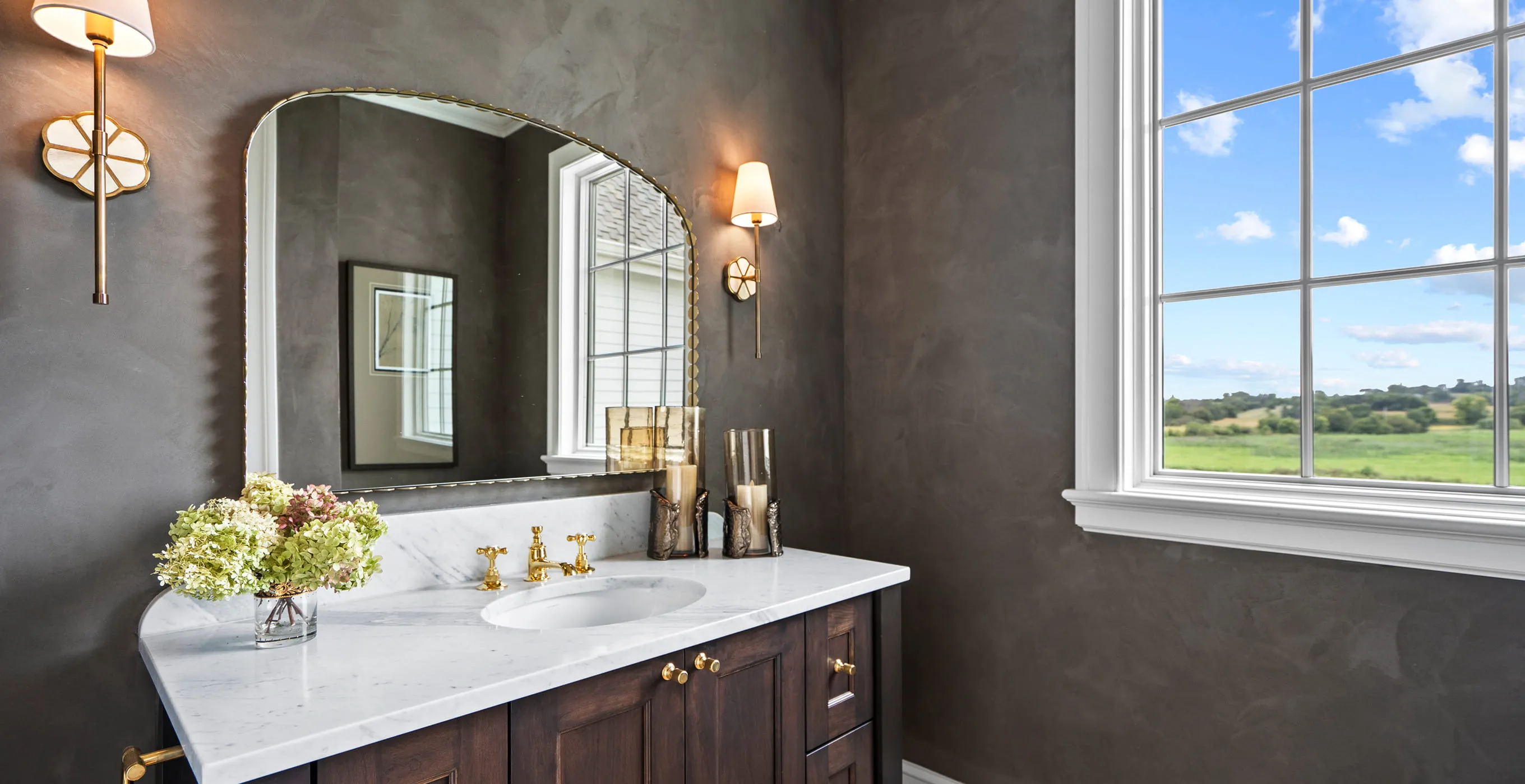 Beautiful bathroom with window.