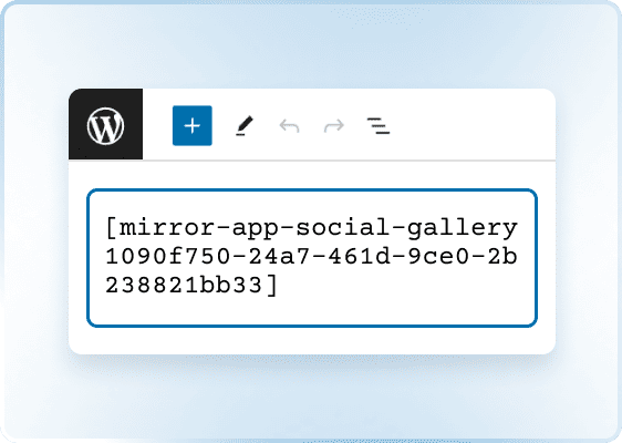 Pega el shortcode del feed de Instagram en el editor de páginas de WordPress