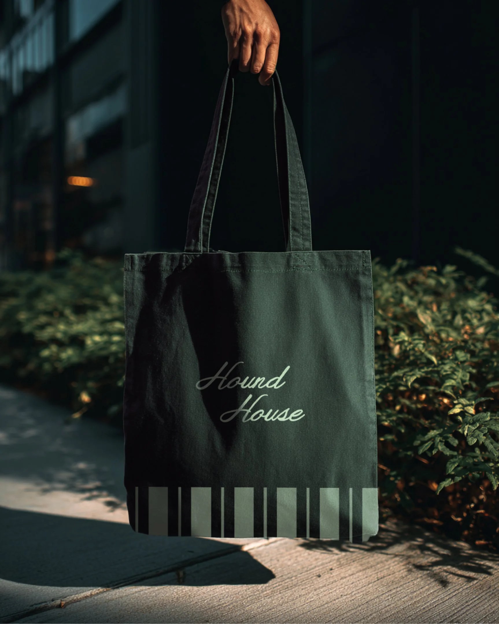 Hound House black tote bag with the printed logo