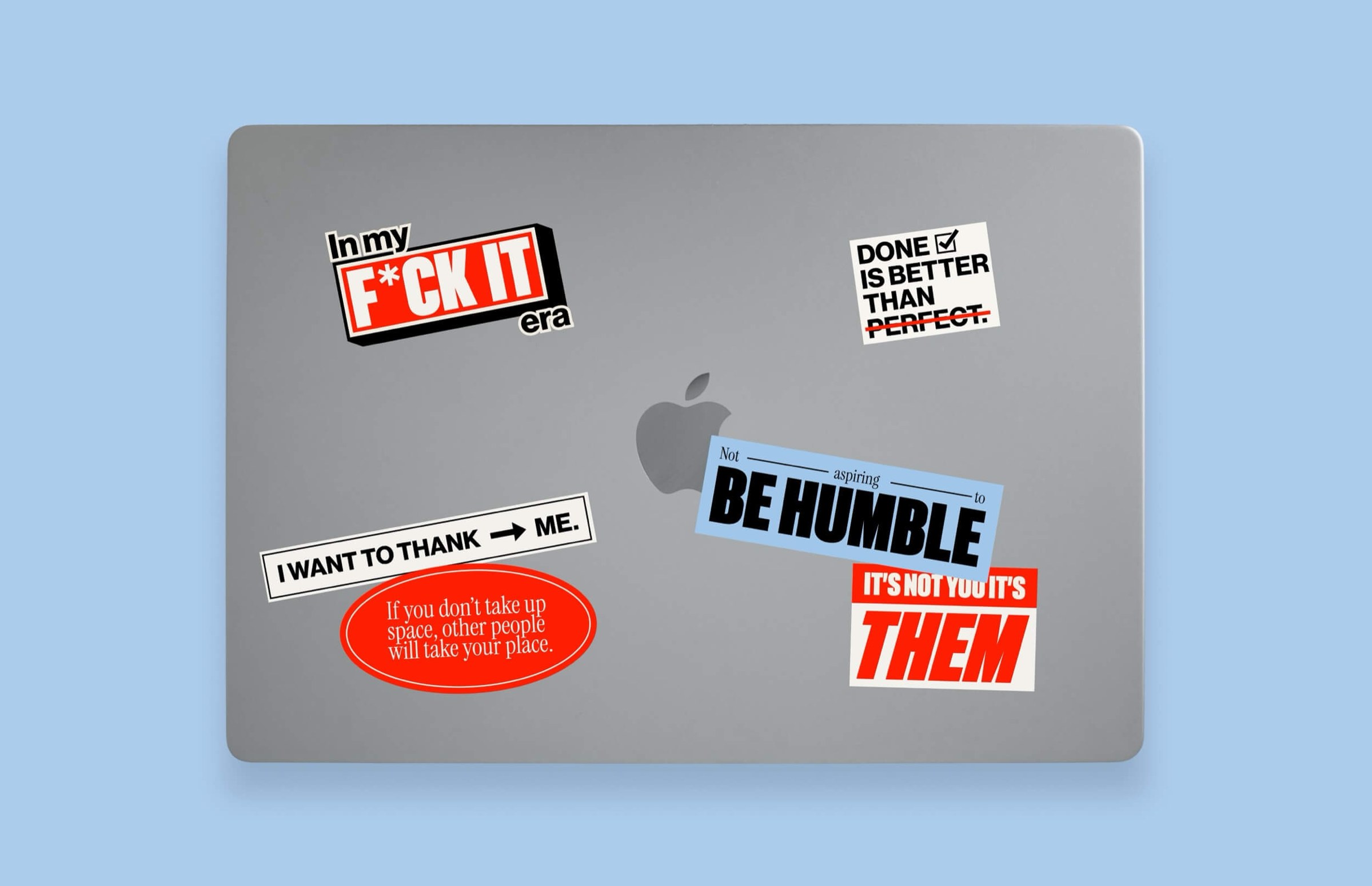 F*ck Being Humble sticker sheet on a black background
