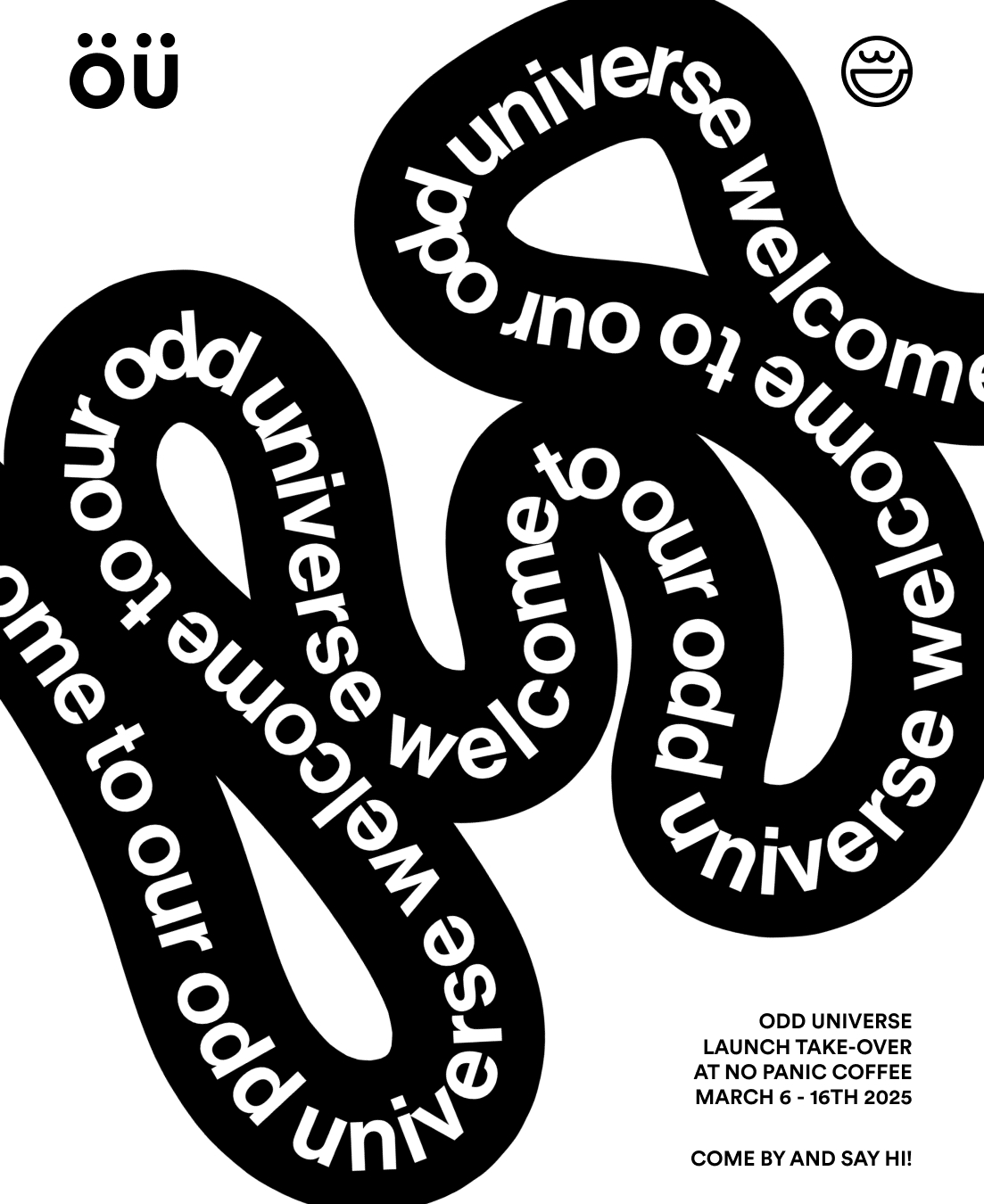 Odd Universe welcome to our odd universe social post with liquid wordmark graphic