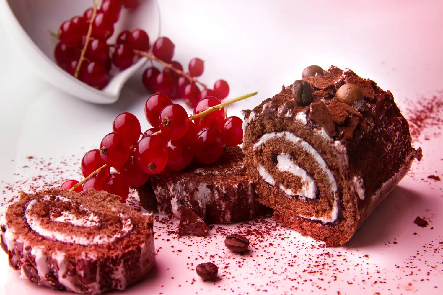 Rouleau dessert chocolat léger garniture crème fruits rouges fitness équilibre nutritionnel