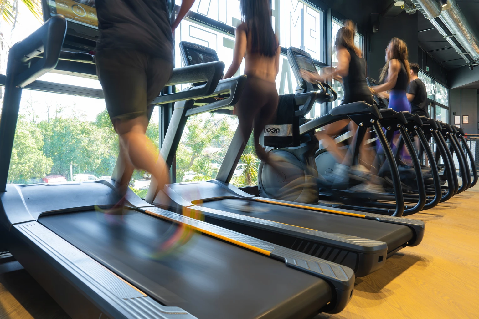 Tapis de course en salle Keepcool, utilisateurs en activité cardio collective