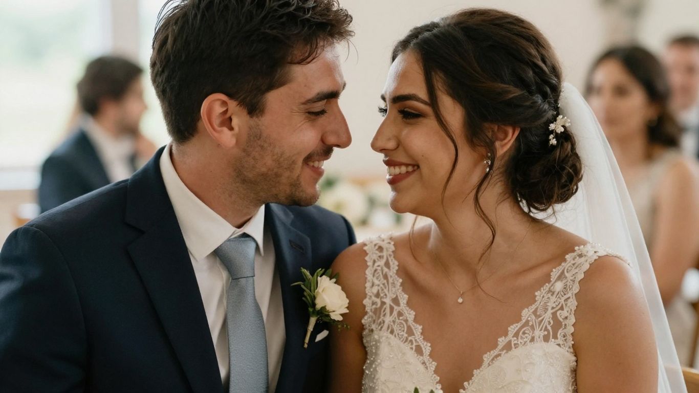 Happy couple celebrating their wedding day
