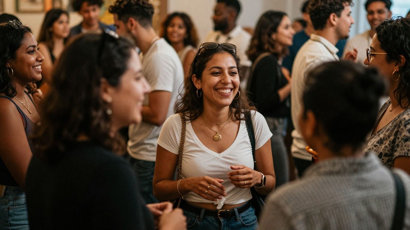 People celebrating at a lively, candid event.