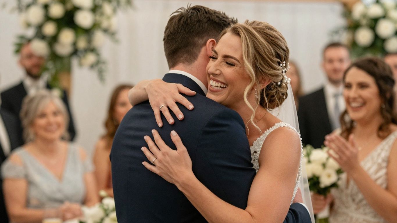 Happy couple celebrating their wedding day.