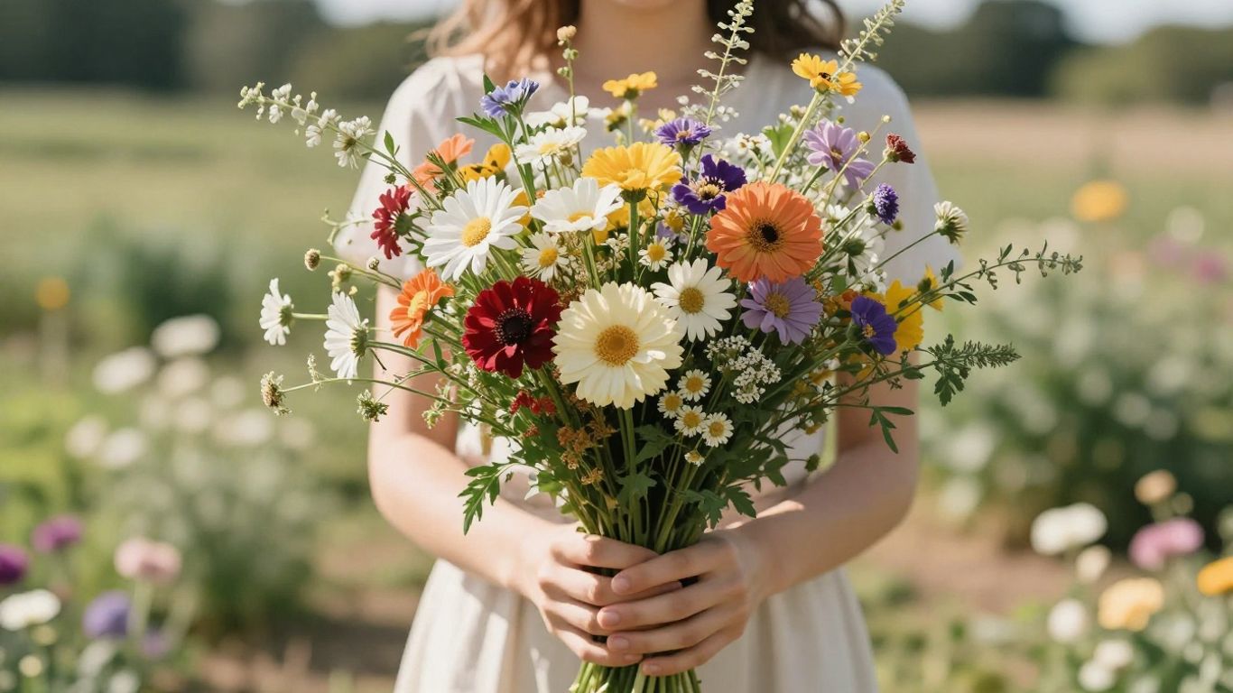 A close up bouquet of flowers