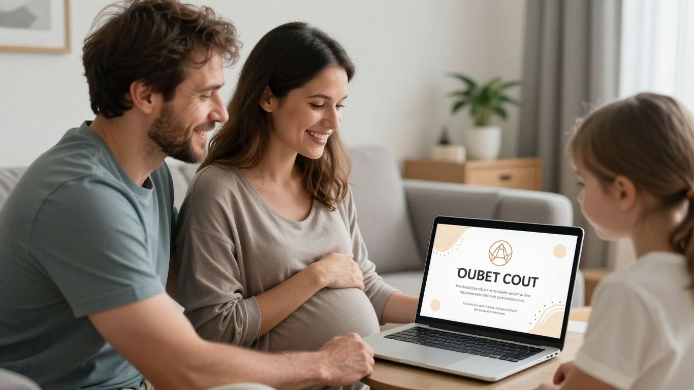Family viewing a digital reveal