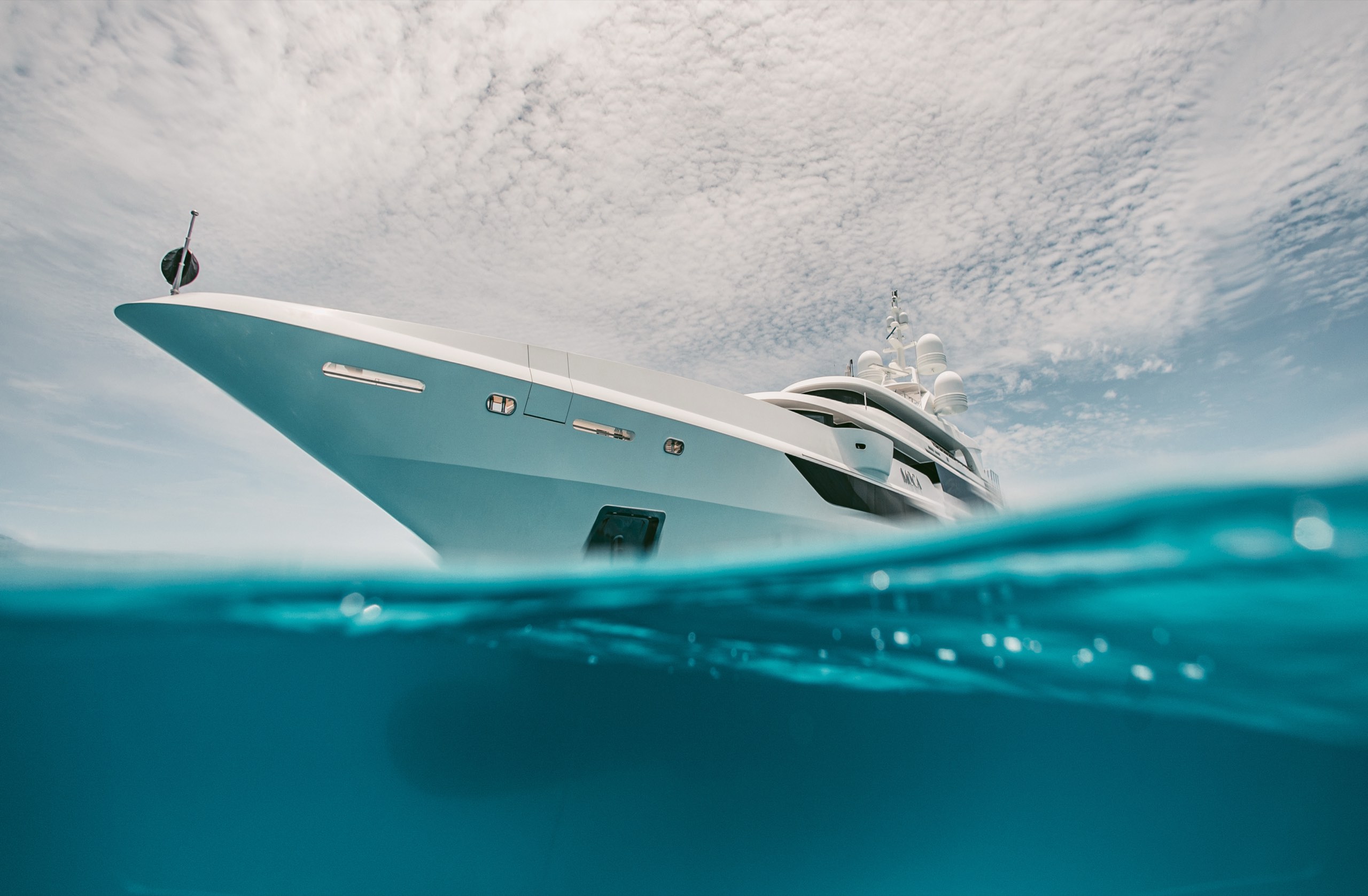 Motor yacht at anchor