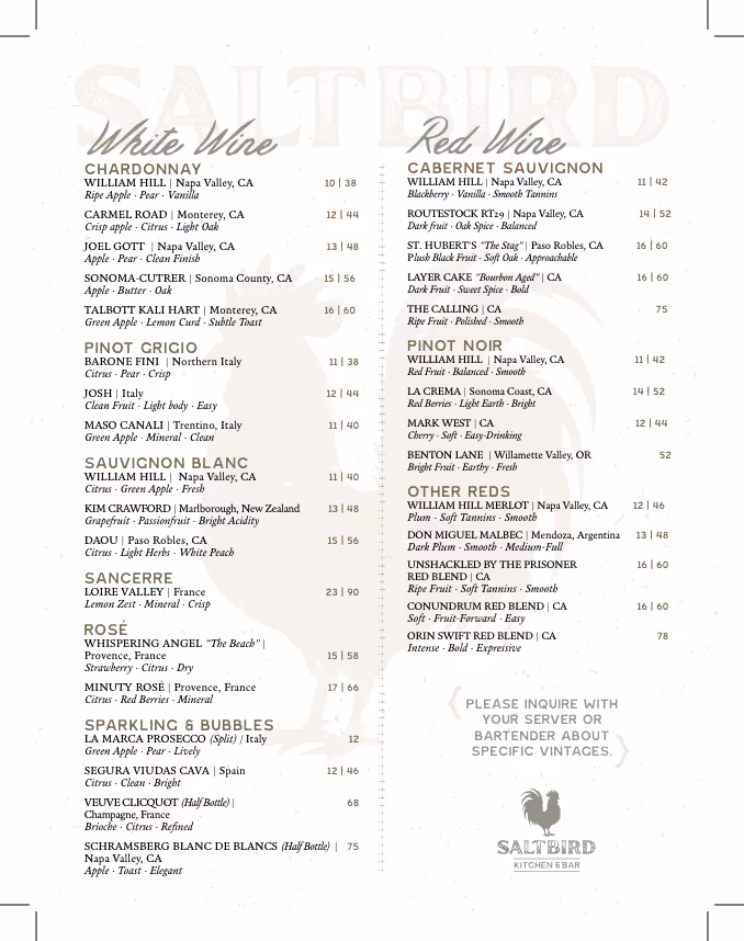 wine menu