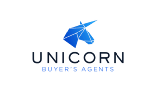 Unicorn Buyer's Agents logo with a blue polygonal unicorn head above the text.