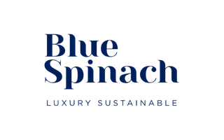 Blue Spinach luxury sustainable brand logo in dark blue text on white background.