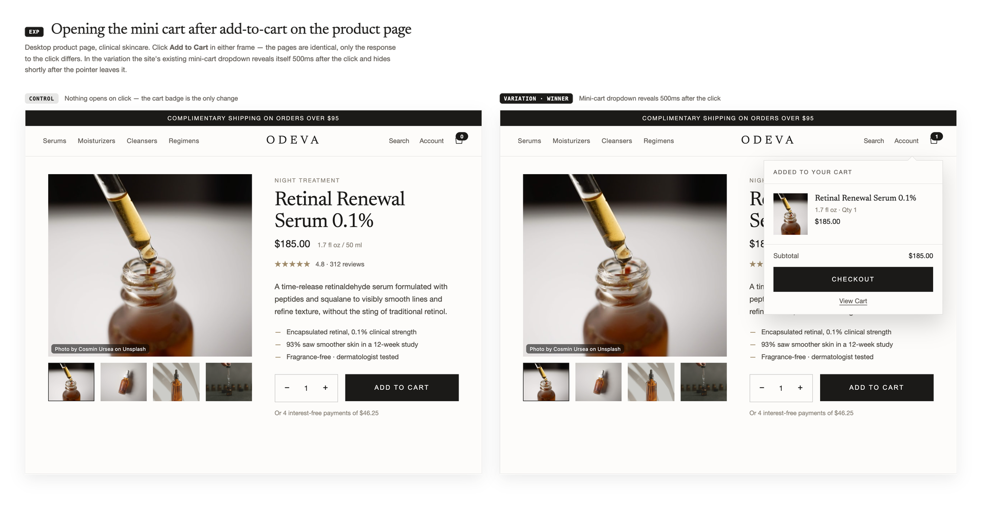 Automatically Opening the Side Cart After ‘Add-to-Cart’ Increased Checkout Completions by 13.6%