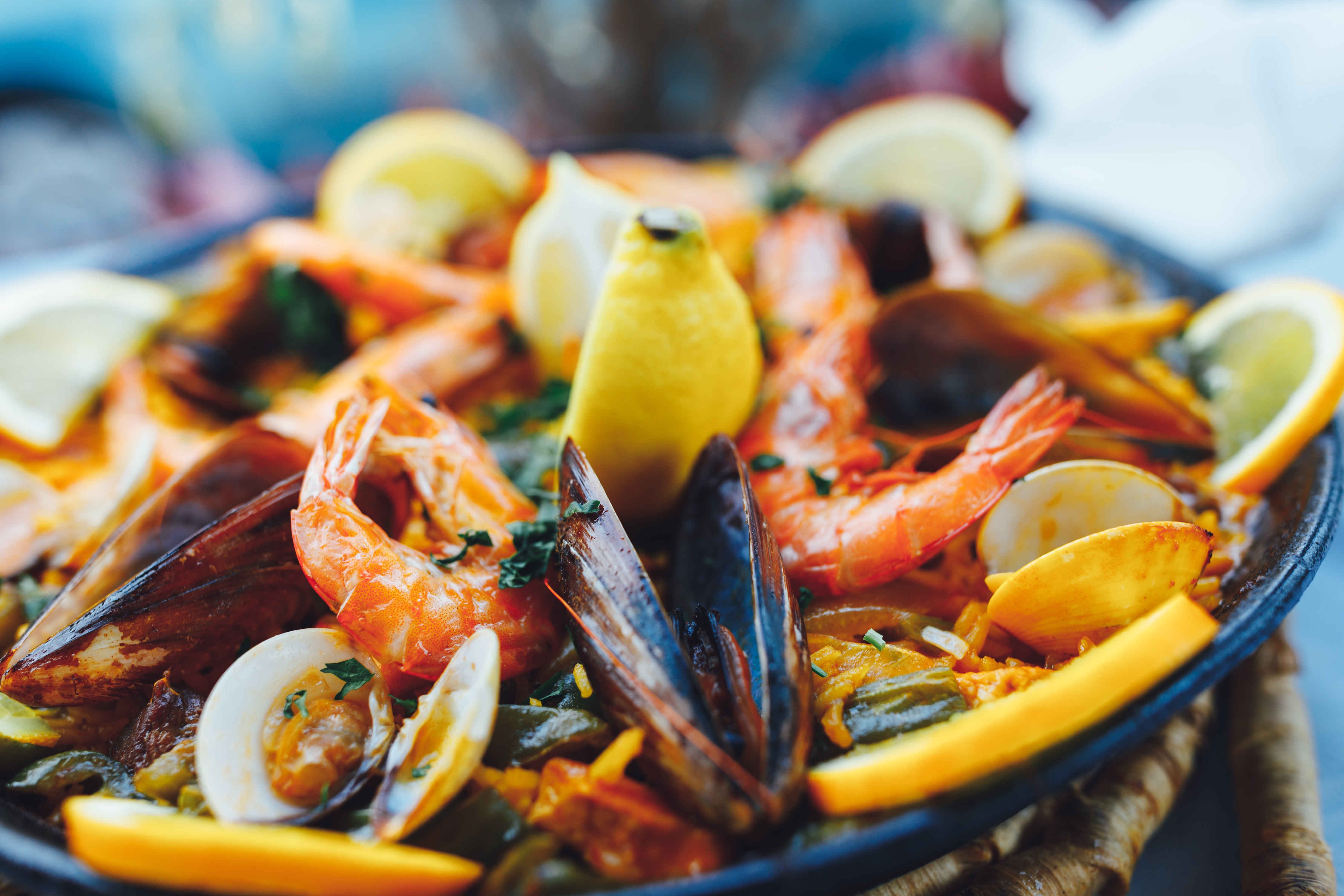 Seafood on a platter stock image