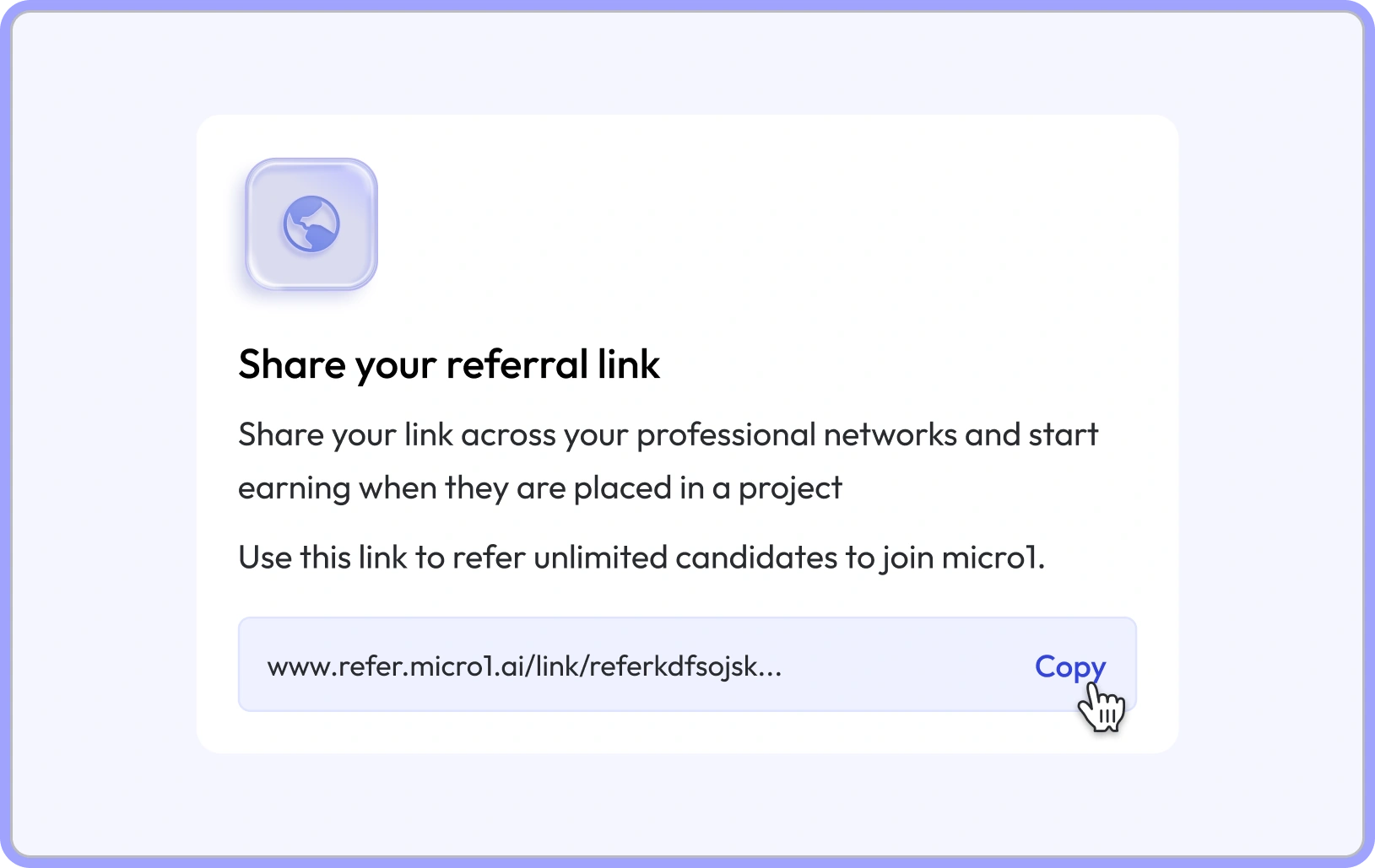 Share the referral link with a candidate