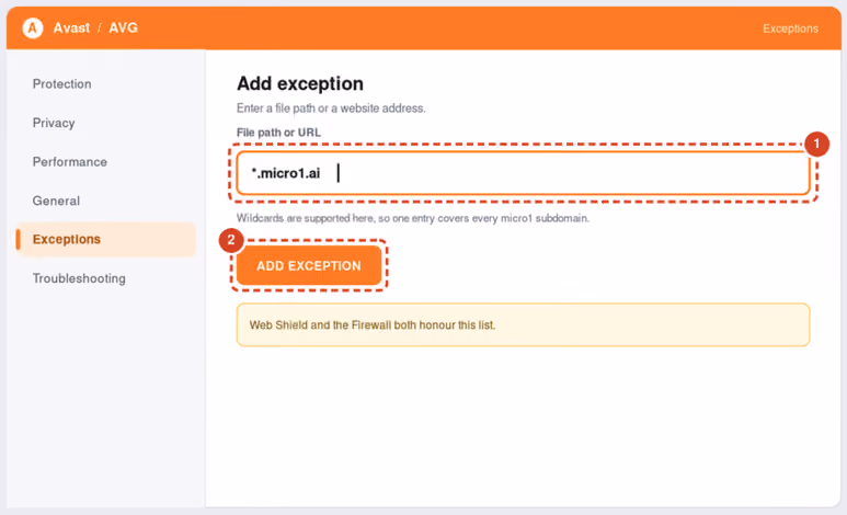 Avast add exception dialog