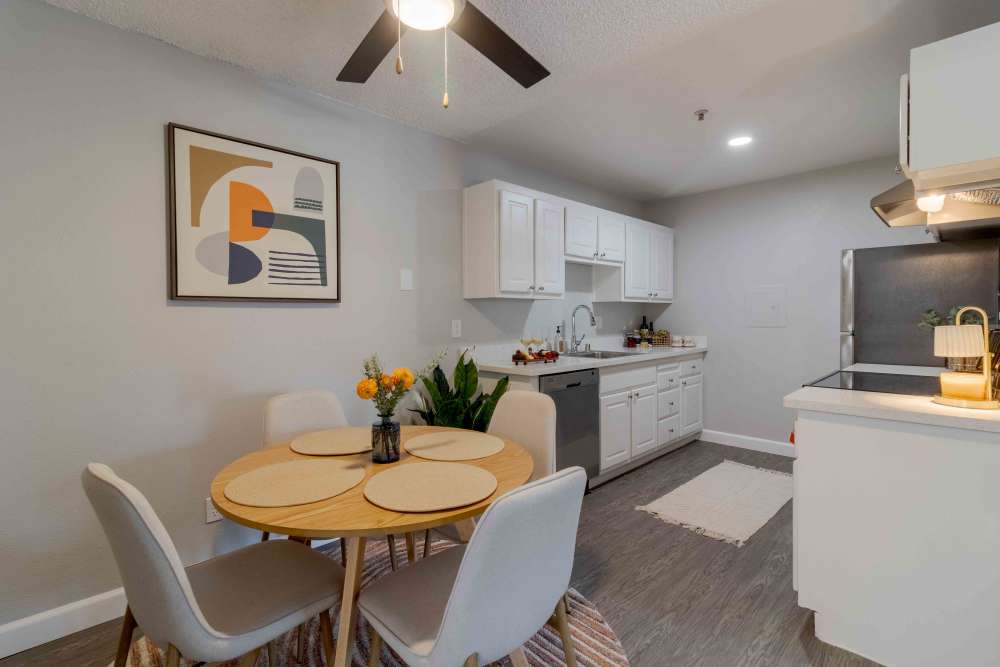 Dining area with table and chairs