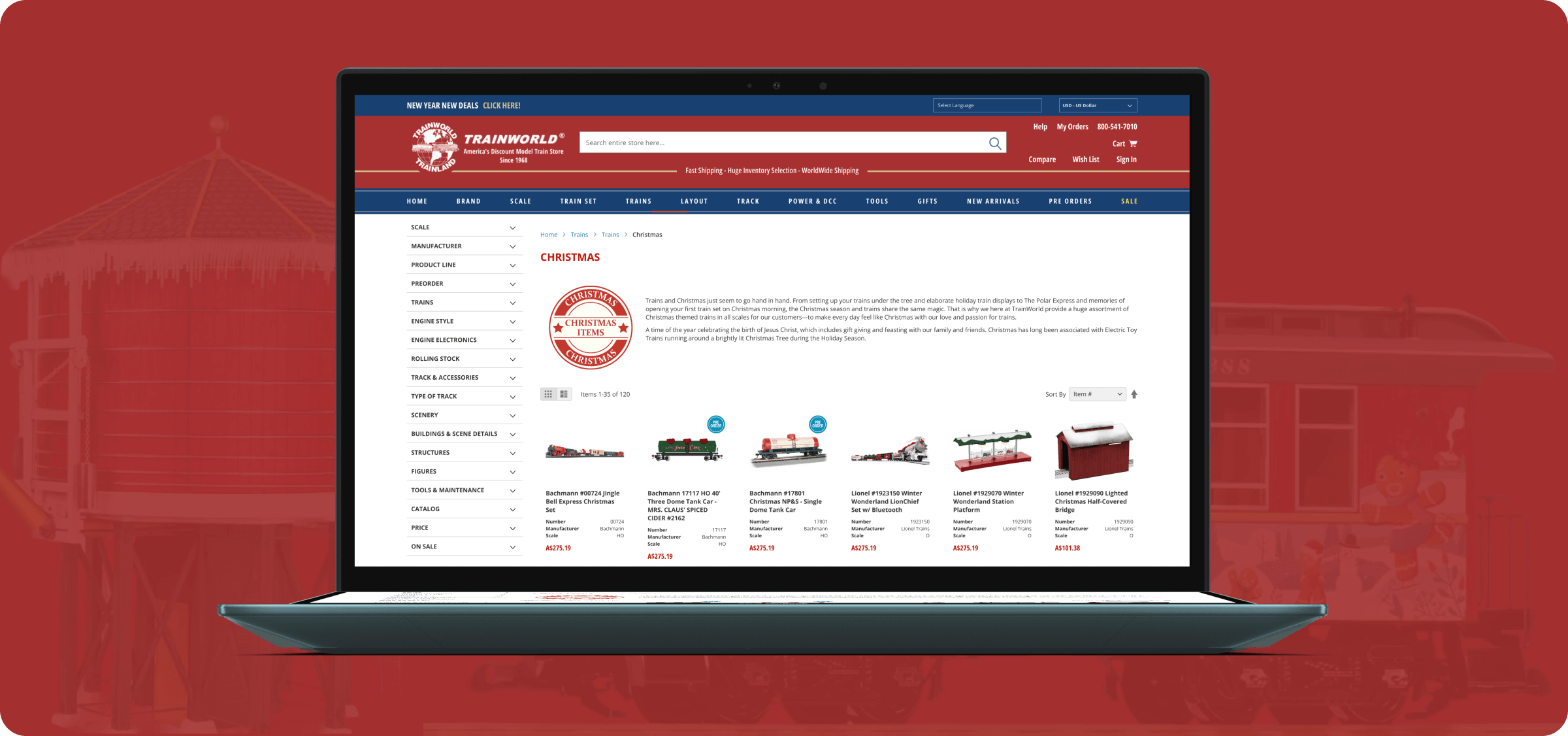 TrainWorld website product listing