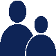 Icon of two abstract human figures, one larger behind a smaller one, symbolizing care or support.