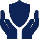 Two hands cupping a shield symbolizing protection or security.